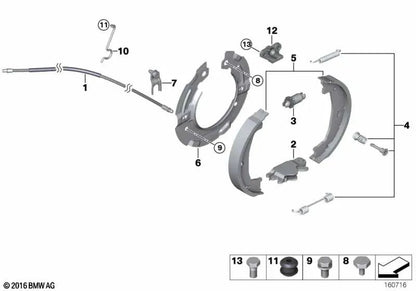 Handbrake Cable for BMW E90, E91, E92, E93. . Original BMW