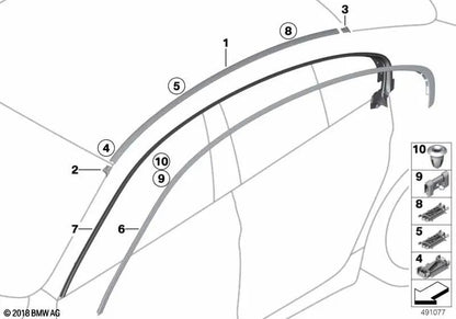 Dichtung droit pour BMW F06, F06N (OEM 51767275304). BMW d'origine