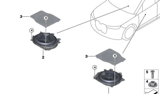 Rejilla central del subwoofer OEM 65138720243 para BMW I20. Original BMW.