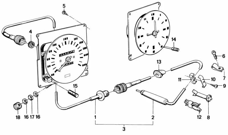Kabelkabelkilometer OEM 62121352198 für BMW E21 (alle Modelle) und BMW NK (1500, 1800, 1800ti, 1800st). Originaler BMW Ersatz.