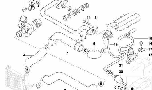 Manguera de presión turbo OEM 11612246717 para BMW E39 525tds (todos los modelos compatibles). Original BMW.
