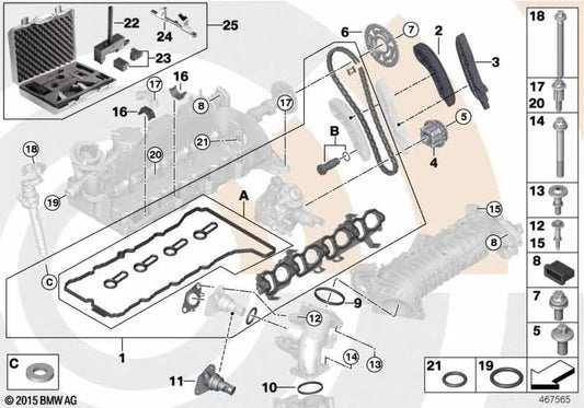 Vedação de perfil para BMW Série 1 F20, F21; Série 2 F22; 3 Séries E90N, F30, F31, F34; Série 4 F32, F36; Série 5 F07, F10, F11; X1 E84; X3 F25; X5 F15 (OEM 11618511917). BMW originais.