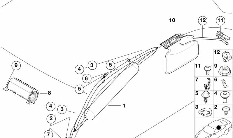 OEM 72127030917 Clip di tenuta per BMW E39 520D, 520i (tutti i modelli compatibili). BMW originale.