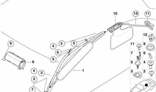 Clip de sujeción OEM 72127030917 para BMW E39 520d, 520i (todos los modelos compatibles). Original BMW.