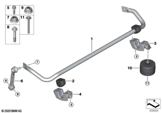 Stabilisateur arrière pour la série BMW 5 G30, G30N Series 7 G11, G11n, G12, G12N (OEM 33506861458). BMW d'origine.