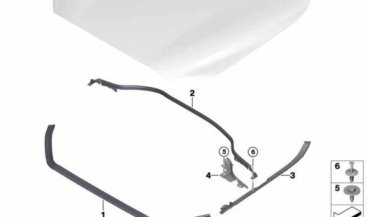 A junta de borracha frontal OEM 51767374211 para BMW F52. Peça original da BMW.