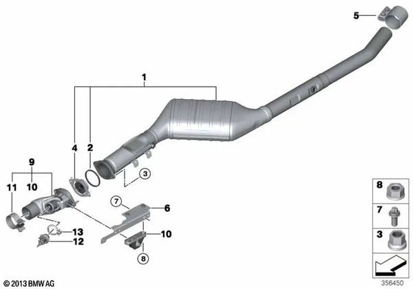 Tubería delantera para BMW X5 F15 (OEM 18308517203). Original BMW