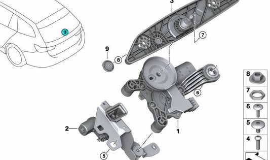 Rear window lock for BMW G21, G21N, G81 (OEM 61618498979). Original BMW