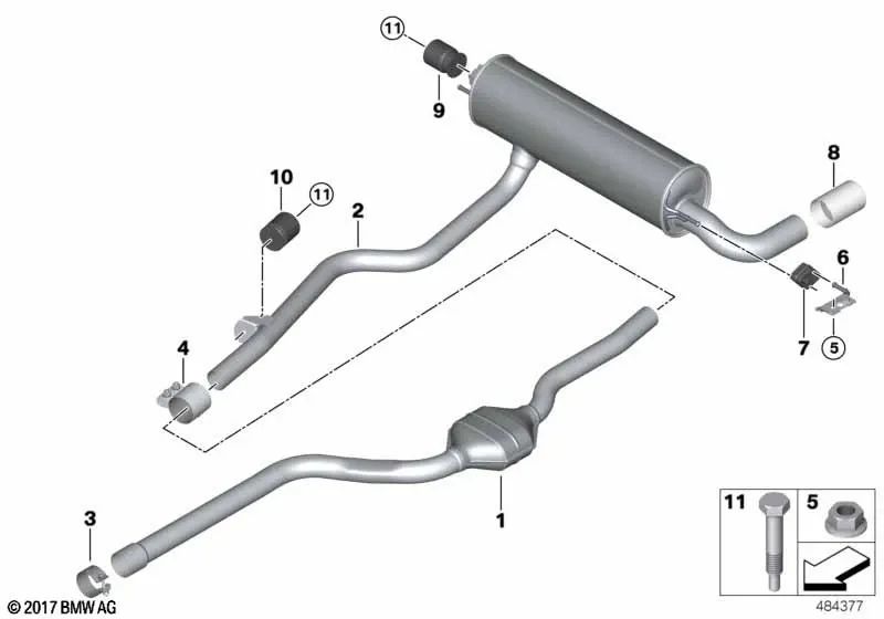 Tubo frontal para BMW 1 F20N Series, F21N (OEM 1830857856). BMW original