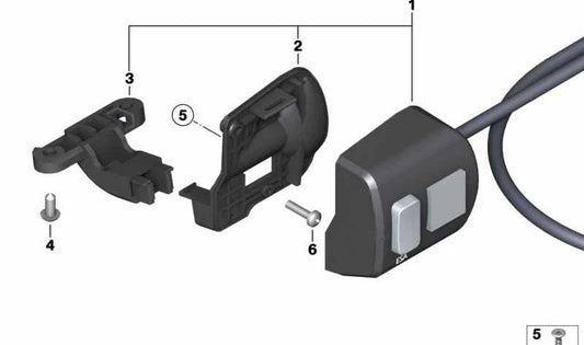 Interruptor ESA OEM 61317671601 para BMW Motorrad R1200GS, R1200RT, R1200R, K1600GT, K1600GTL, F800GS, F800GT, F800R, F700GS, F650GS. Control original de suspensión electrónica ESA. Original BMW Motorrad.