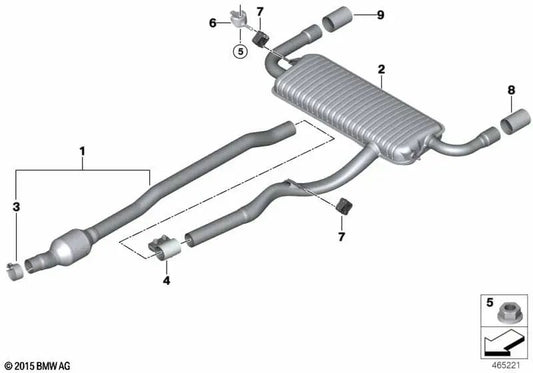 Silencieux arrière pour BMW F46N (OEM 18308593690). BMW d'origine