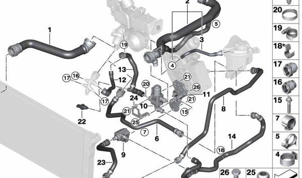 Soporte válvula de conmutación OEM 11538577062 para BMW Serie 5 F10, F11, X3 F25, X5 F15… y más. Original BMW.