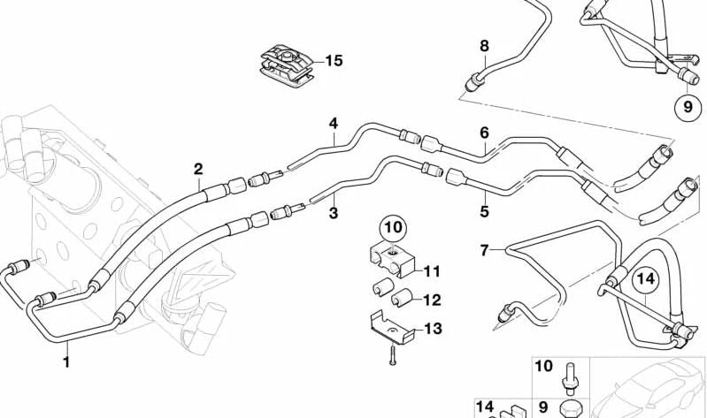 Valve block pressure pipe for BMW E65, E66 (OEM 37136753032). Original BMW
