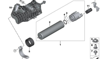 Soporte de filtro de combustible OEM 13328508571 para BMW E70, F15, E71. Original BMW.