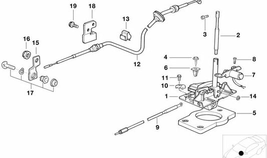 OEM 25161422852 automatic gear lever support for BMW E36 and Z3. Original Interlock Piece BMW.