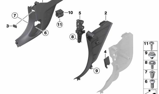 Front right side panel for BMW F32, F33, F82, F83 (OEM 51437315134). Original BMW.