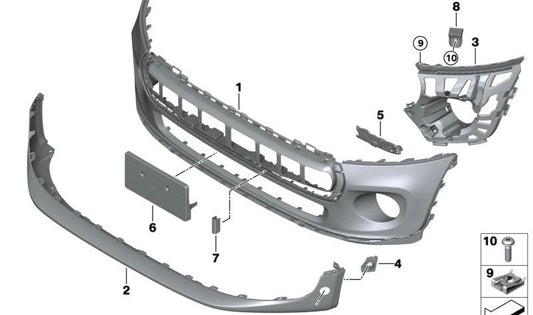 Adorno delantero OEM 51117380443 para MINI F56, F56 BEV, F55, Cabrio F57. Original MINI.