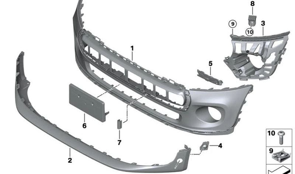 Tapa izquierda del conducto de aire OEM 51117499529 para MINI F56 Cooper S (2019-2021). Pieza original MINI.