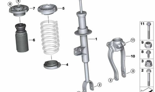 Shock di shock anteriore destro OEM 31316866626 per BMW G30, G31. BMW originale.