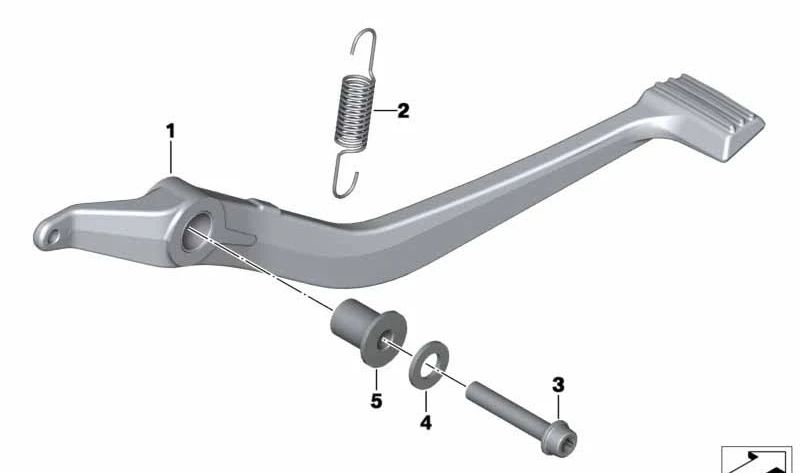 Pedal de freno trasero OEM 35217716106 para motos BMW K1600 GT y K1600 GTL (K48). Original BMW Motorrad.