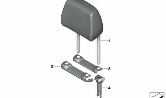 Guía soporte reposacabezas OEM 52207343716 para BMW F23 218d. Compatible con versiones manuales y automáticas (B47U/B47O). Original BMW.