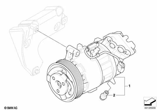 Compressore del condizionamento dell'aria per BMW E81, E82, E87, E88, E90, E91, E92, E93, E84 (OEM 64529182793). BMW originale.