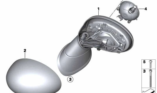 Retrovisor derecho calefactable OEM 51169810158 para MINI R60, R61, R6, 3/20. Compatible con Countryman y Paceman. Recambio original MINI.
