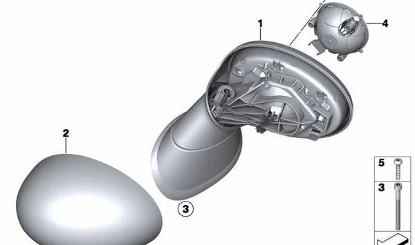 Cubierta para espejo derecho OEM 51167310518 para MINI R56 LCI (03/2009 - 11/2013). Original MINI.