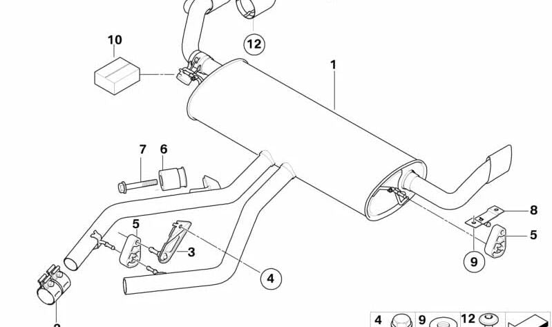 Silenciador adicional trasero OEM 18307576340 para BMW X6 E71 xDrive35i (2008-2010). Original BMW.