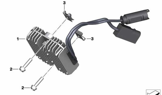 Regulador de tensión OEM 61148559626 para motos BMW G 310 GS, G 310 R. Original BMW Motorrad.