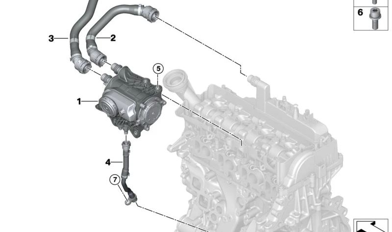 Separador de óleo para BMW F70, U06 Series 5 G60, G61, X1 U11, X2 U10, X3 G45, Mini U25 (OEM 11158470497). BMW original.