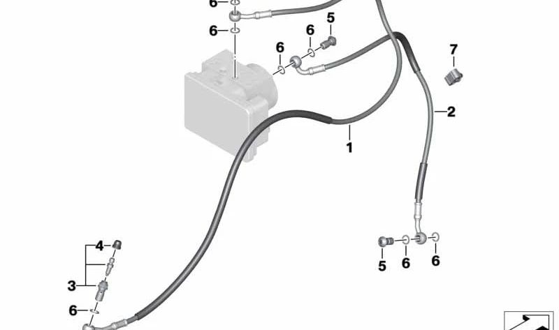OEM 34328551365 Mangueira de freio traseiro para BMW Motorrad R1200GS, R1200R, R1200RT, R NINENET, HP2 Enduro e Megamoto. BMW Motorrad original.