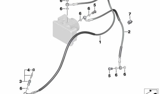 OEM 34328551365 Mangueira de freio traseiro para BMW Motorrad R1200GS, R1200R, R1200RT, R NINENET, HP2 Enduro e Megamoto. BMW Motorrad original.