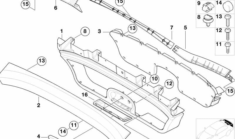 Omperto Innenbeschichtung OEM 51498400141 für BMW Z3 E36 (CK31, CK41, CK51, CK53, CK61, CK63, CK71, CK71, CK73, CK81, CK83). Original BMW Stück.
