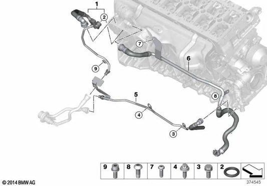 AGR Cofriamento do conduíte da bomba de refrigerante para BMW F10N, F02N, F15 (OEM 11538513833). BMW original