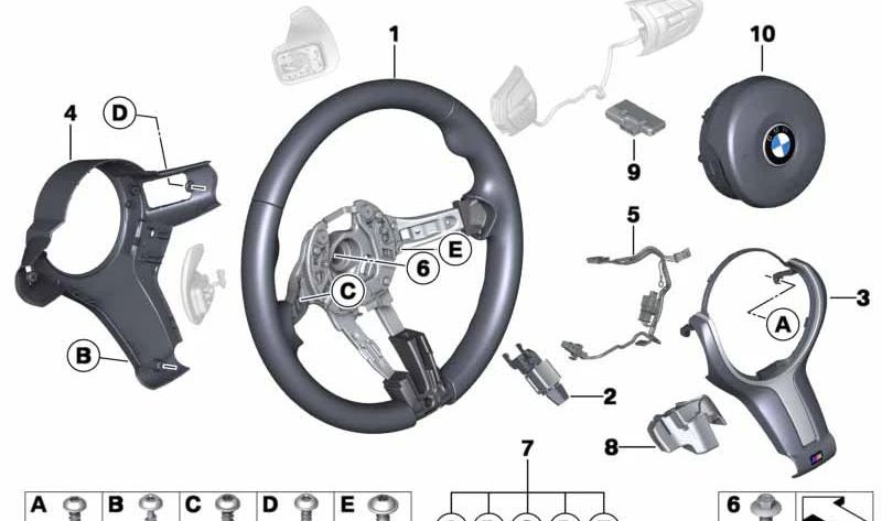 Volante deportivo M en cuero OEM 32307851517 para BMW F52, F45, F45N, F46, F46N, F48, F48N, F49, F39. Original BMW.