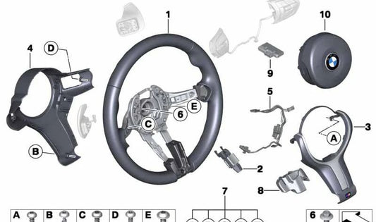 Volante deportivo M en cuero OEM 32307851517 para BMW F52, F45, F45N, F46, F46N, F48, F48N, F49, F39. Original BMW.