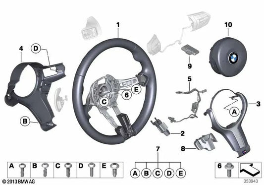 M Sport Leather Steering Wheel for BMW 5 Series F07N, F10N, F11N 6 Series F06, F06N, F13 (OEM 32307851233). Original BMW.