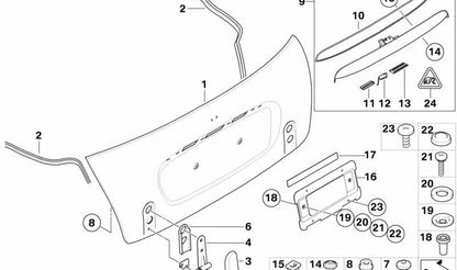 Cubierta bisagra derecha OEM 51247127550 para MINI R50, R52, R53. Pieza original MINI.