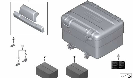 Juego de repuesto para enclavamiento top-case OEM 71607707728 para motos BMW R1200GS, F700GS, F650GS, F800GS. Original BMW Motorrad.