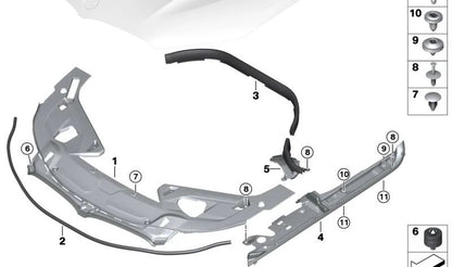 Cubierta del compartimento del motor central para BMW Serie 8 F91, F92, F93, G14, G15, G16 (OEM 51767465212). Original BMW