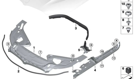 Scheda di penalità laterale destra 51767371510 per la serie BMW 8 (F91, G14, G15, G16). BMW originale.