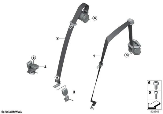 Upper seat belt, 2nd row of seats right for BMW X6 F96, G06 (OEM 72118092006). Original BMW.