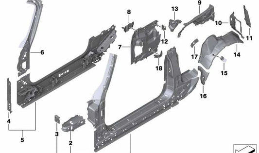Bastidor lateral central derecho OEM 41007430310 para MINI F57, F67, Cabrio... y más. Original MINI.