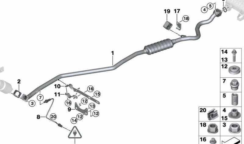 Soporte de escape OEM 18207547533 para BMW E90, E91. Original BMW.