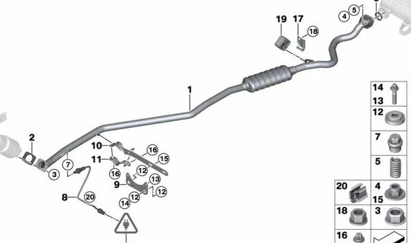 Soporte de escape OEM 18207547533 para BMW E90, E91. Original BMW.