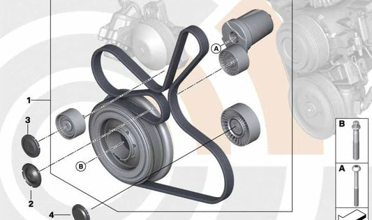 Tapa protectora polea tensora OEM 11287802640 para BMW E81, E82, E87, E88, E90, E91, E92, E93, E60, E61, F07, F10, F11, F01, F02, E84, E83, E70, E71. Original BMW.