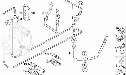 Latiguillo de freno OEM 34323412739 para BMW E83. Original BMW.