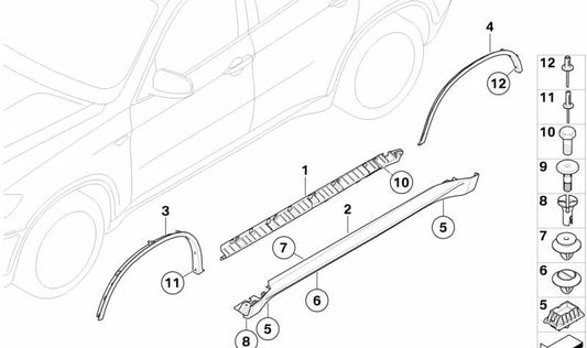Paramento chapa pasa-ruedas trasero izquierdo OEM 51777176329 para BMW X6 E71, E72. Original BMW.