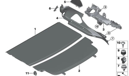 Bandeja de almacenamiento delantera OEM 51478073819 para BMW G32 y G32N. Color antracita. Original BMW.